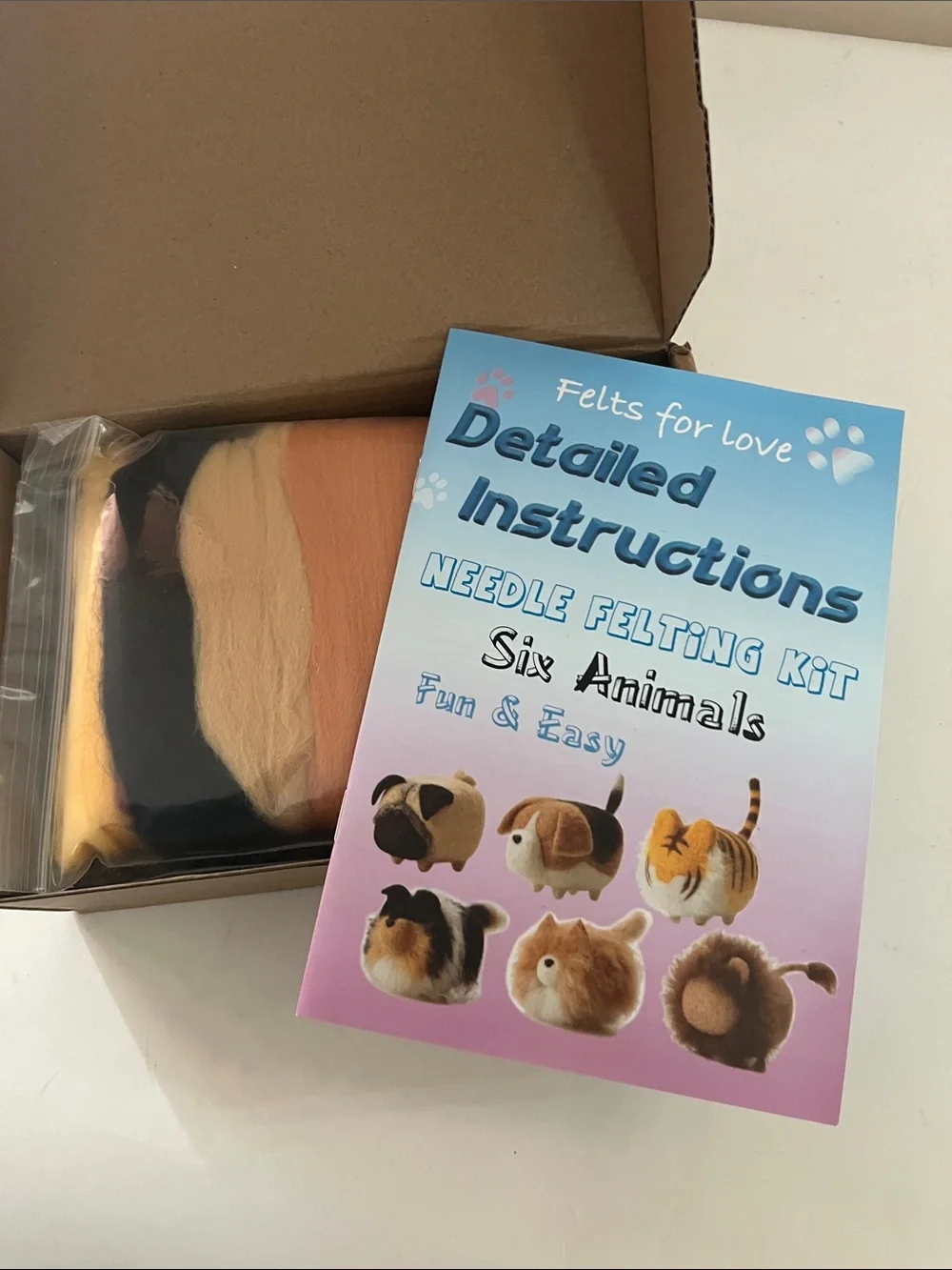 Needle Felting Animals Kit - Felted Pet Crafts Kit   makes 6